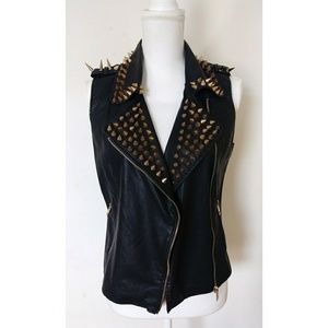 Spiked faux leather vest